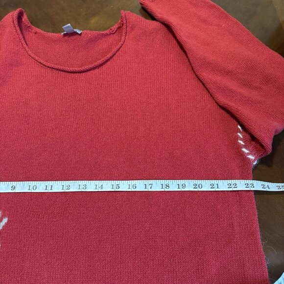 J.Jill Womens XL Red Yak Angora Reindeer Stitch Sleeve Sweater Christmas Winter - Picture 10 of 16
